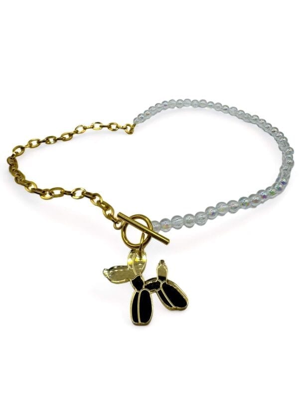 Collar Perrito Globo Metacrilato Dorado