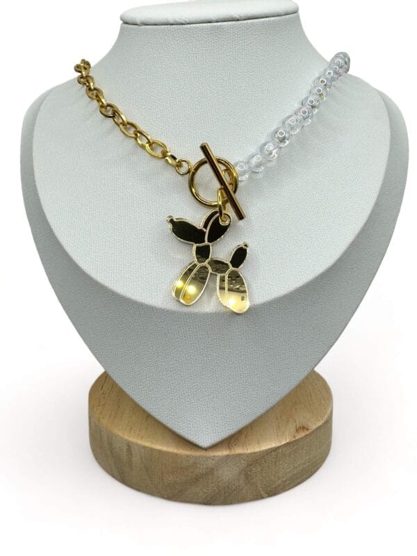 Collar Perrito Globo Metacrilato Dorado - Imagen 2