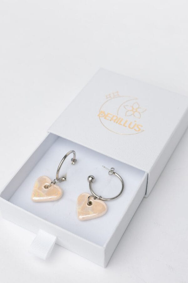 Pendientes Corazón de Milán Blanco Nácar - Imagen 7