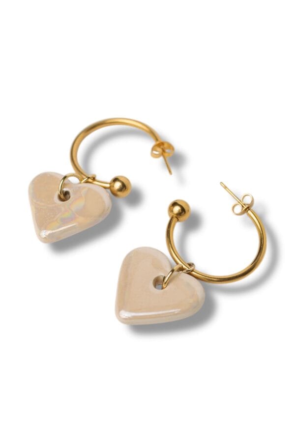 Pendientes Corazón de Milán Blanco Nácar