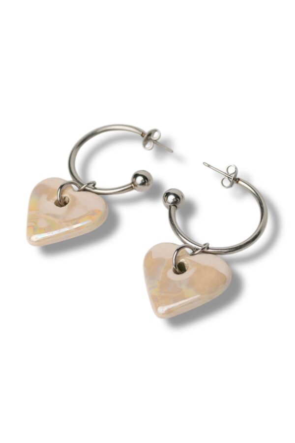 Pendientes Corazón de Milán Blanco Nácar - Imagen 5