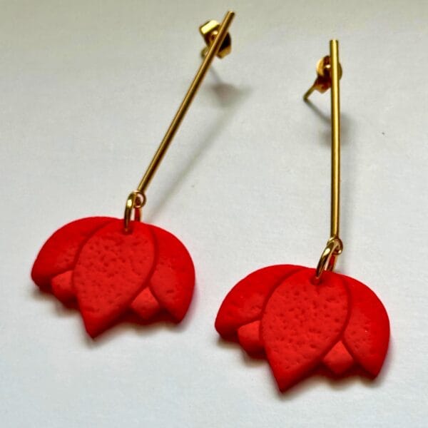 Pendientes Flor Loto Ardiente - Imagen 4