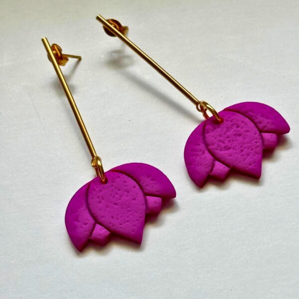 Pendientes Flor Loto Buganvilla - Imagen 4