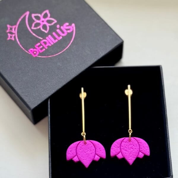 Pendientes Flor Loto Buganvilla - Imagen 3