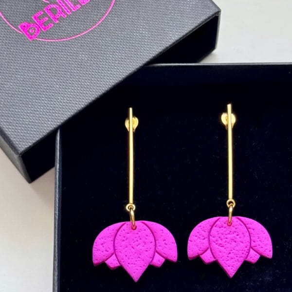 Pendientes Flor Loto Buganvilla - Imagen 6