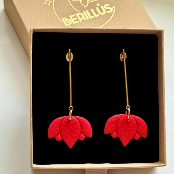 Pendientes Flor Loto Ardiente - Imagen 6