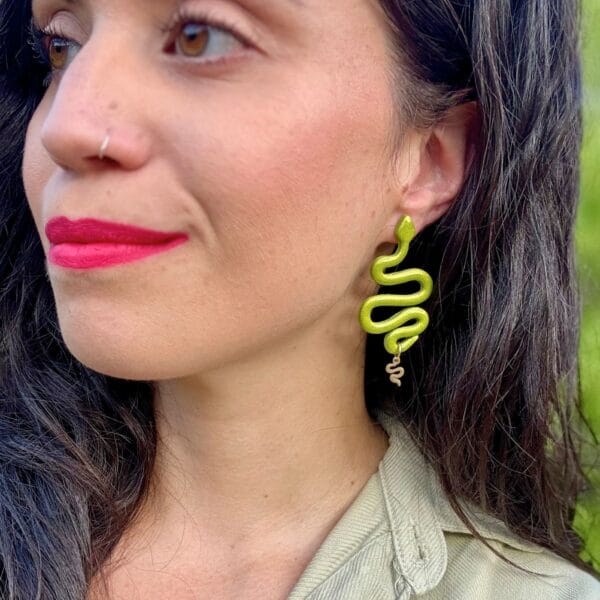 Pendientes Serpientes Lima Salvaje - Imagen 2