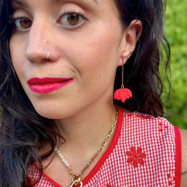 Pendientes Flor Loto Ardiente - Imagen 5