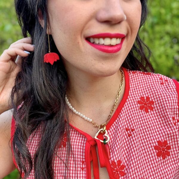 Pendientes Flor Loto Ardiente - Imagen 7