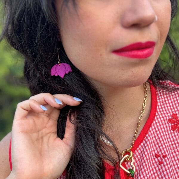 Pendientes Flor Loto Buganvilla - Imagen 7