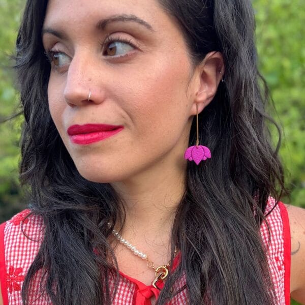 Pendientes Flor Loto Buganvilla - Imagen 2
