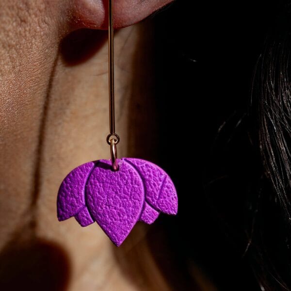 Pendientes Flor Loto Buganvilla - Imagen 2