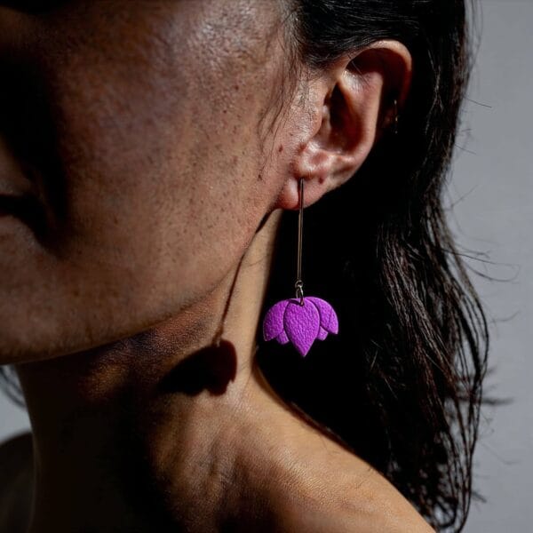 Pendientes Flor Loto Buganvilla - Imagen 3