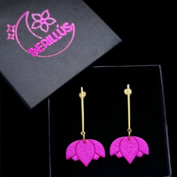 Pendientes Flor Loto Buganvilla - Imagen 10