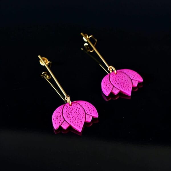 Pendientes Flor Loto Buganvilla - Imagen 6