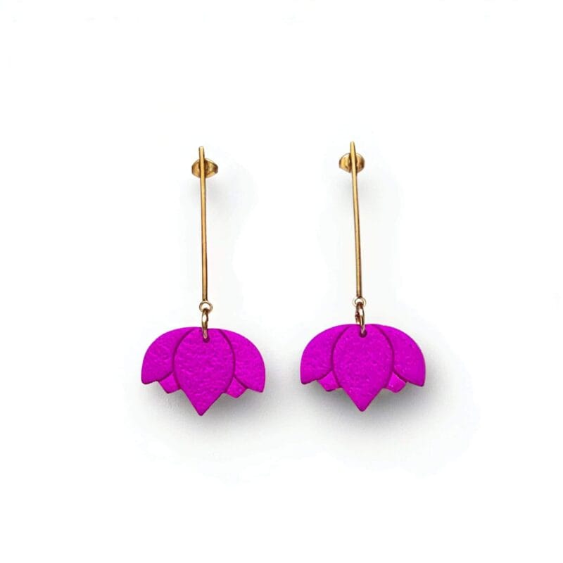Pendientes Flor Loto Buganvilla