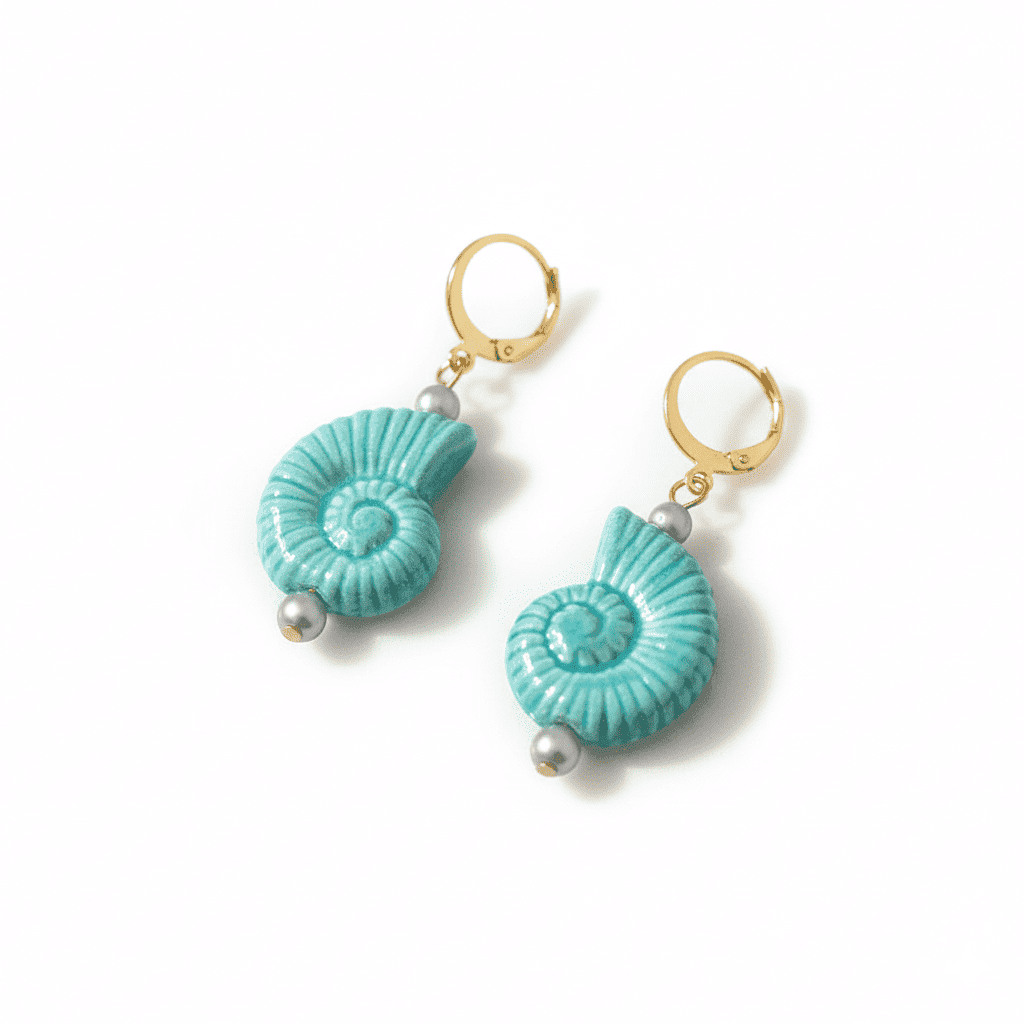 Pendientes Caracola Agua Salada