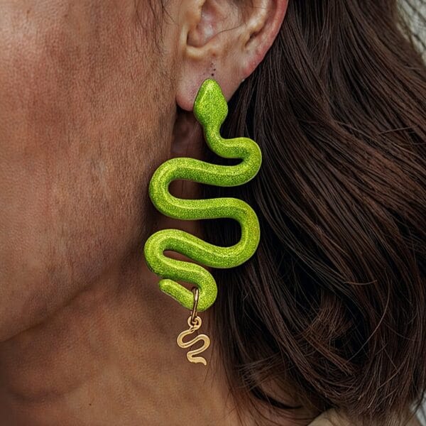 Pendientes Serpientes Lima Salvaje - Imagen 3