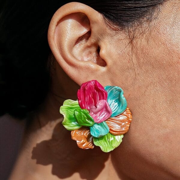Pendientes Flor Nube Tropical - Imagen 3