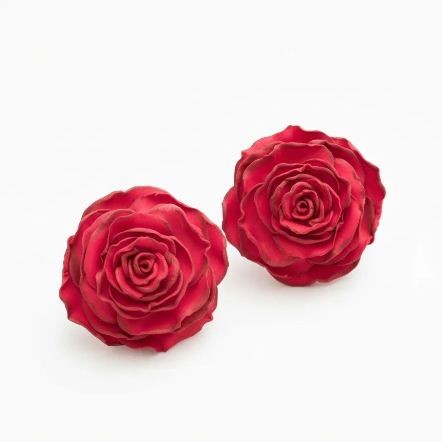 Pendientes Rosa Carmesí 4,5 cm