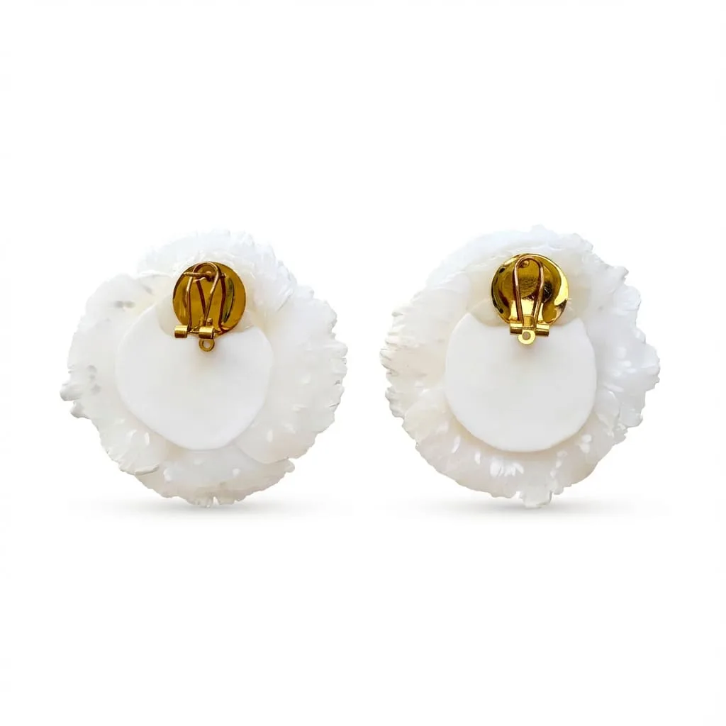 Pendientes Clavel Blanco 4,5 cm - Imagen 6