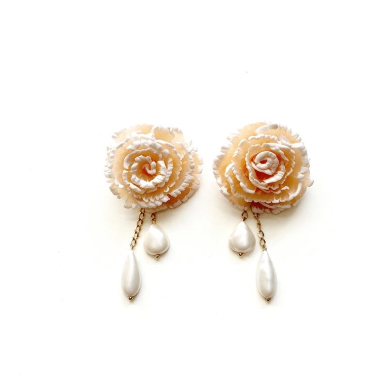 Pendientes Clavel Mini Beige Cadena