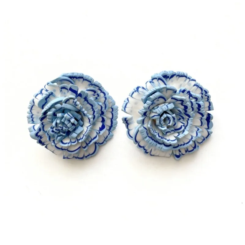Pendientes Clavel Azul 4,5 cm