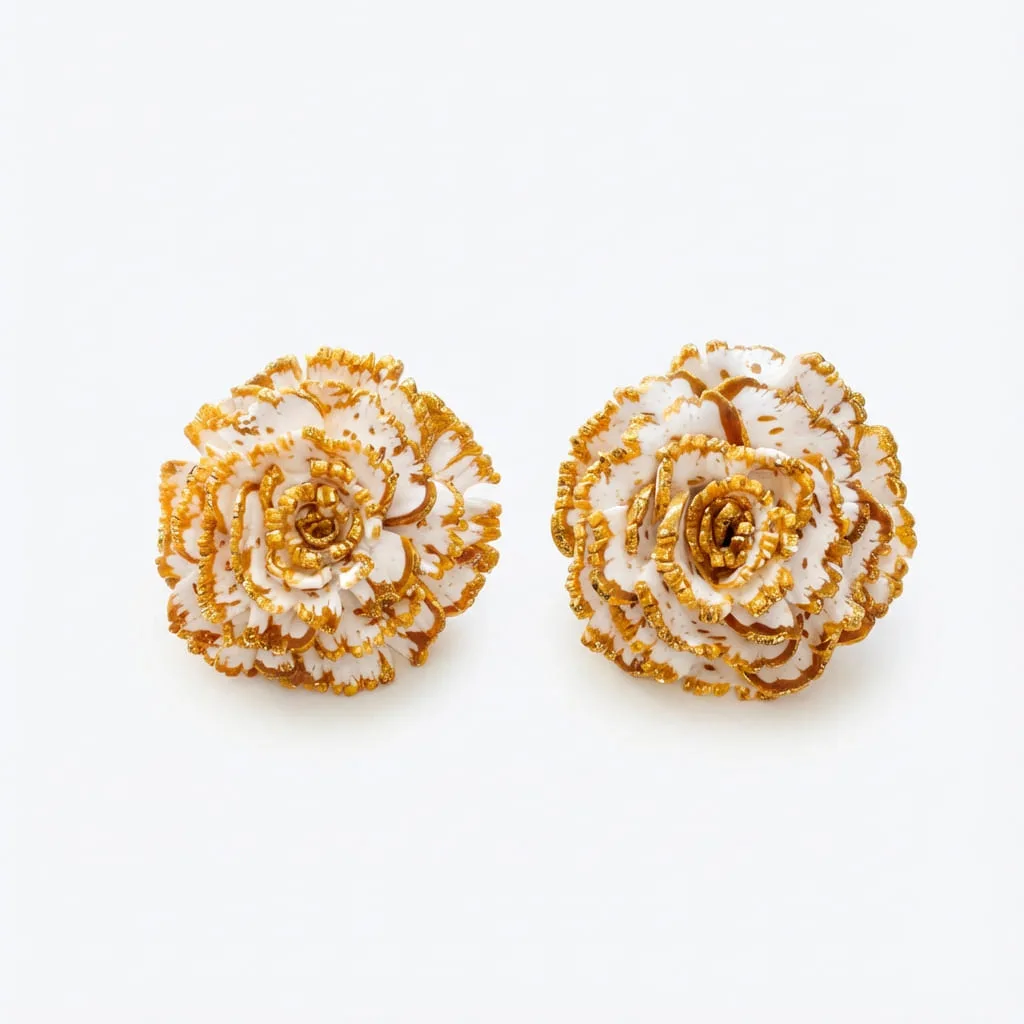 Pendientes Clavel Dorado 4,5 cm